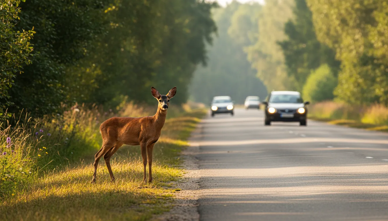 Reh am Straßenrand